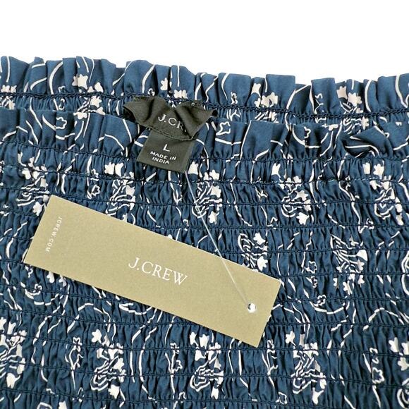 J.Crew LRG Navy Blue Short-Sleeve Smocked Dress Starry Swirl NWT - Picture 5 of 8